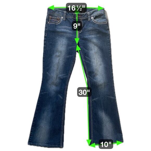 ZCO Bootcut Jeans Y2K Style Embellished Pockets Contrast Stitching Boho Size 13 - Picture 7 of 7